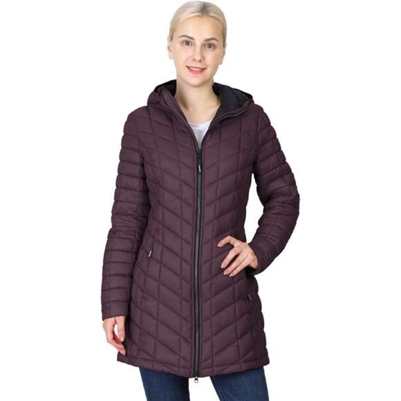 Women's Maryan Hooded Ultra Lightweight Thermolite Long Puffer Coat